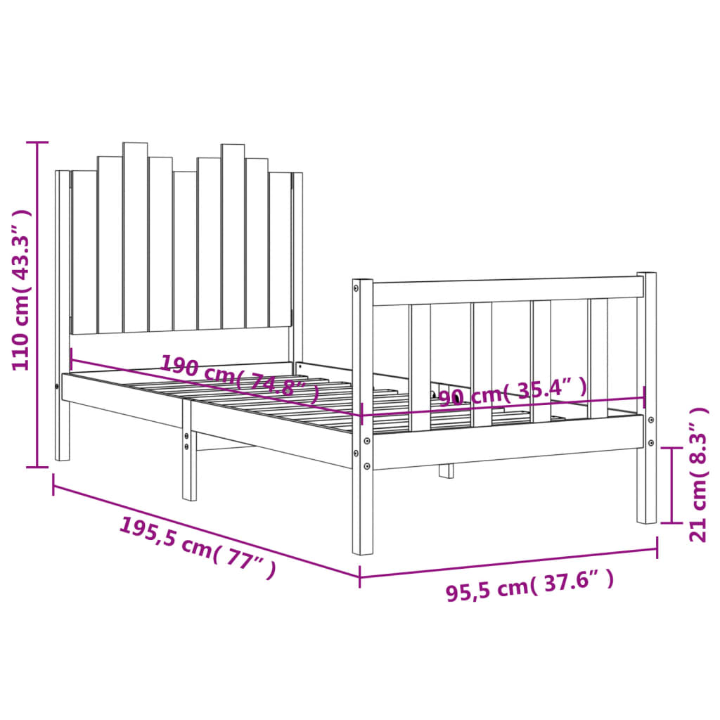 Bed Frame Without Mattress Solid Wood Pine