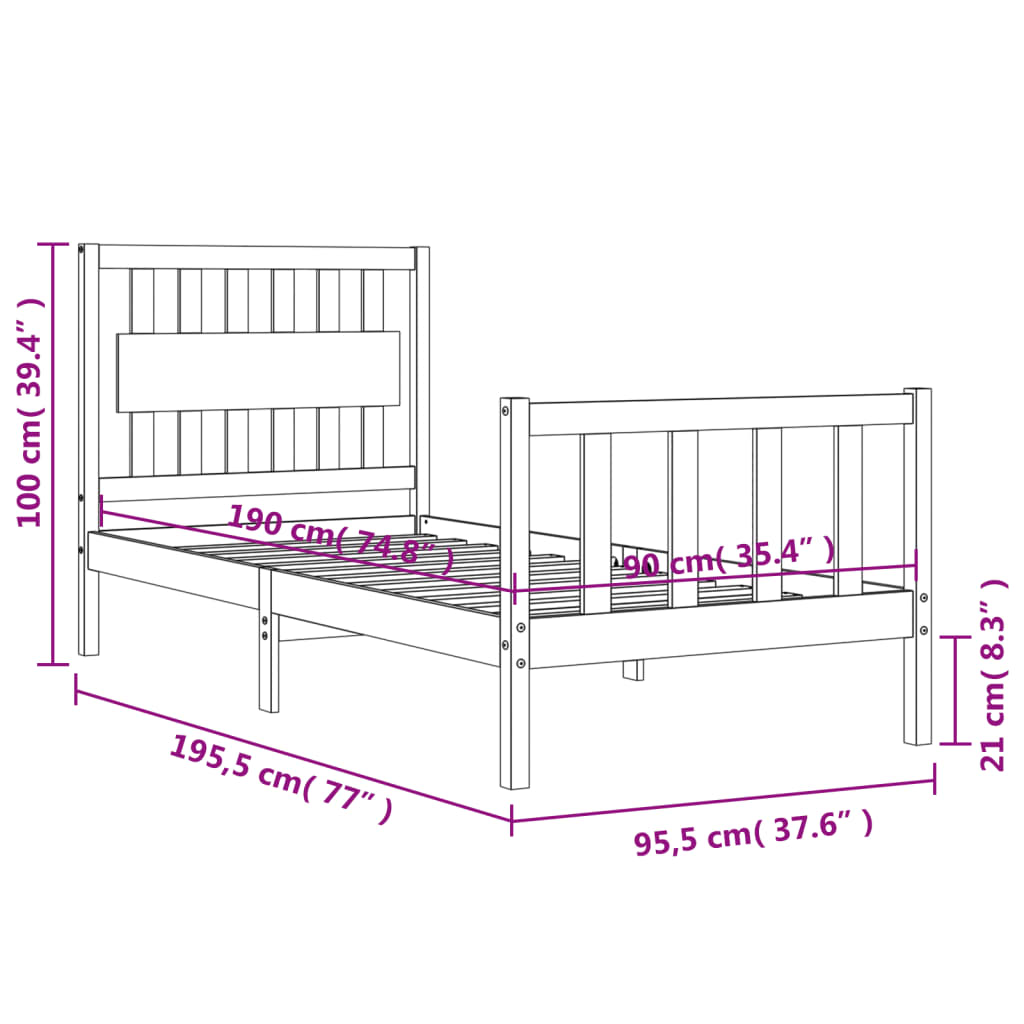 Bed Frame Without Mattress Solid Wood Pine