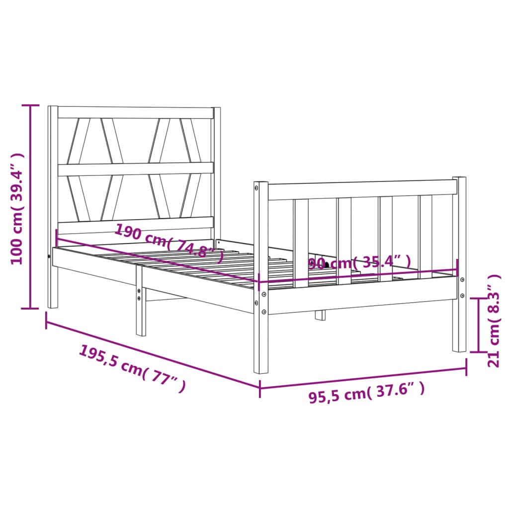 Bed Frame Without Mattress Solid Wood Pine