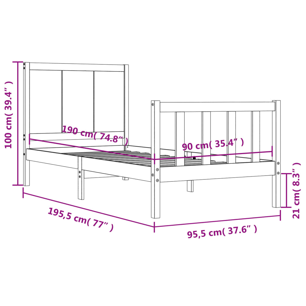 Bed Frame Without Mattress Solid Wood Pine