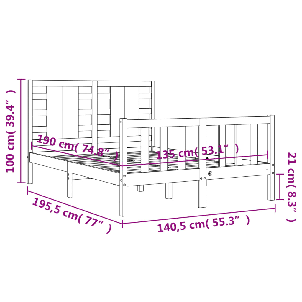 Bed Frame Without Mattress Solid Wood Pine