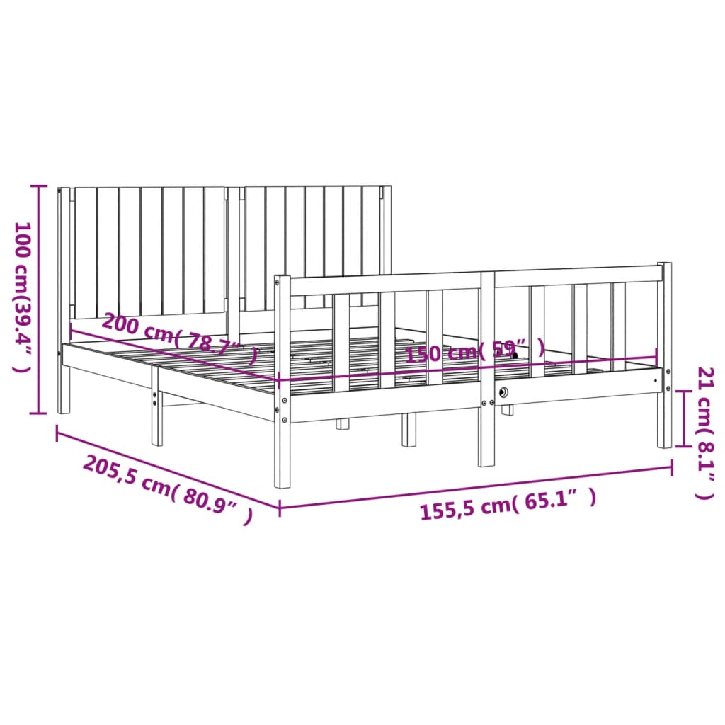 Bed Frame Without Mattress Solid Wood Pine