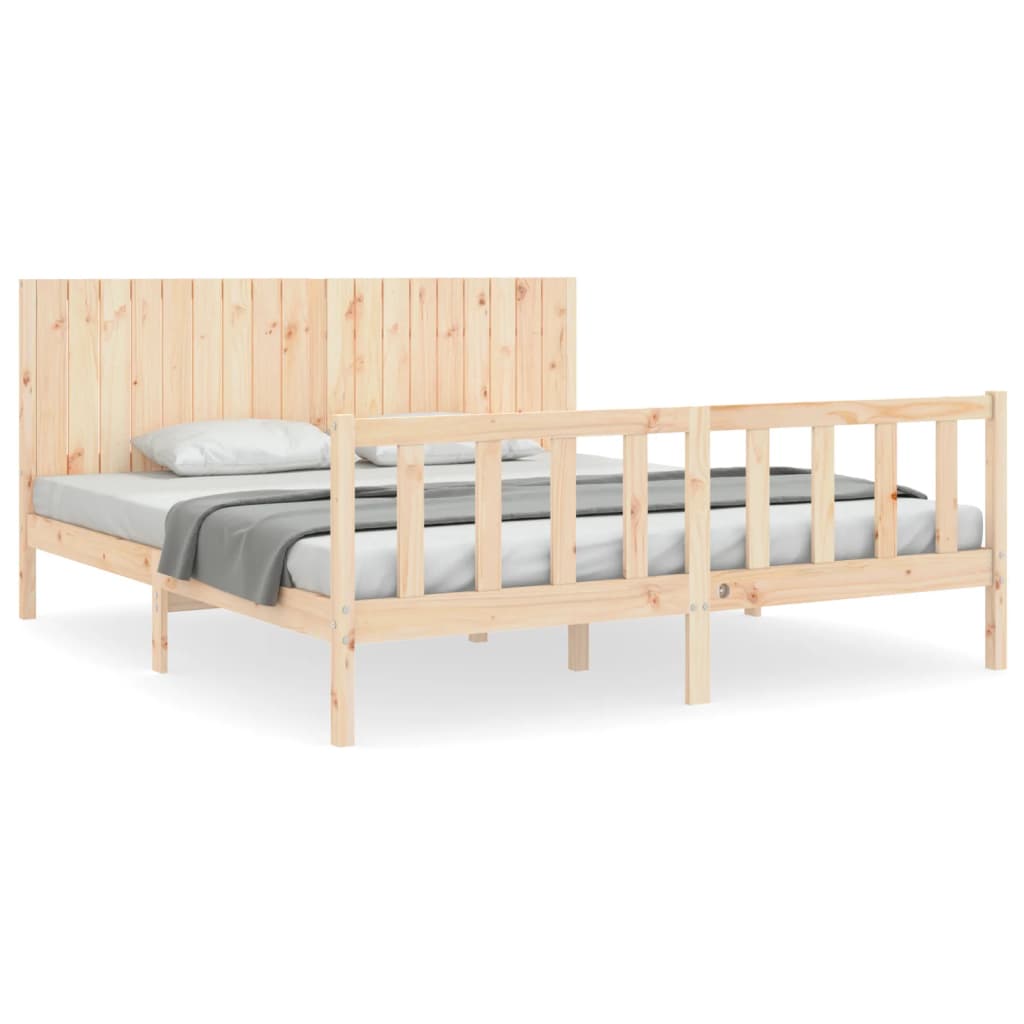Bed Frame Without Mattress 183X203 Cm King Solid Wood Pine