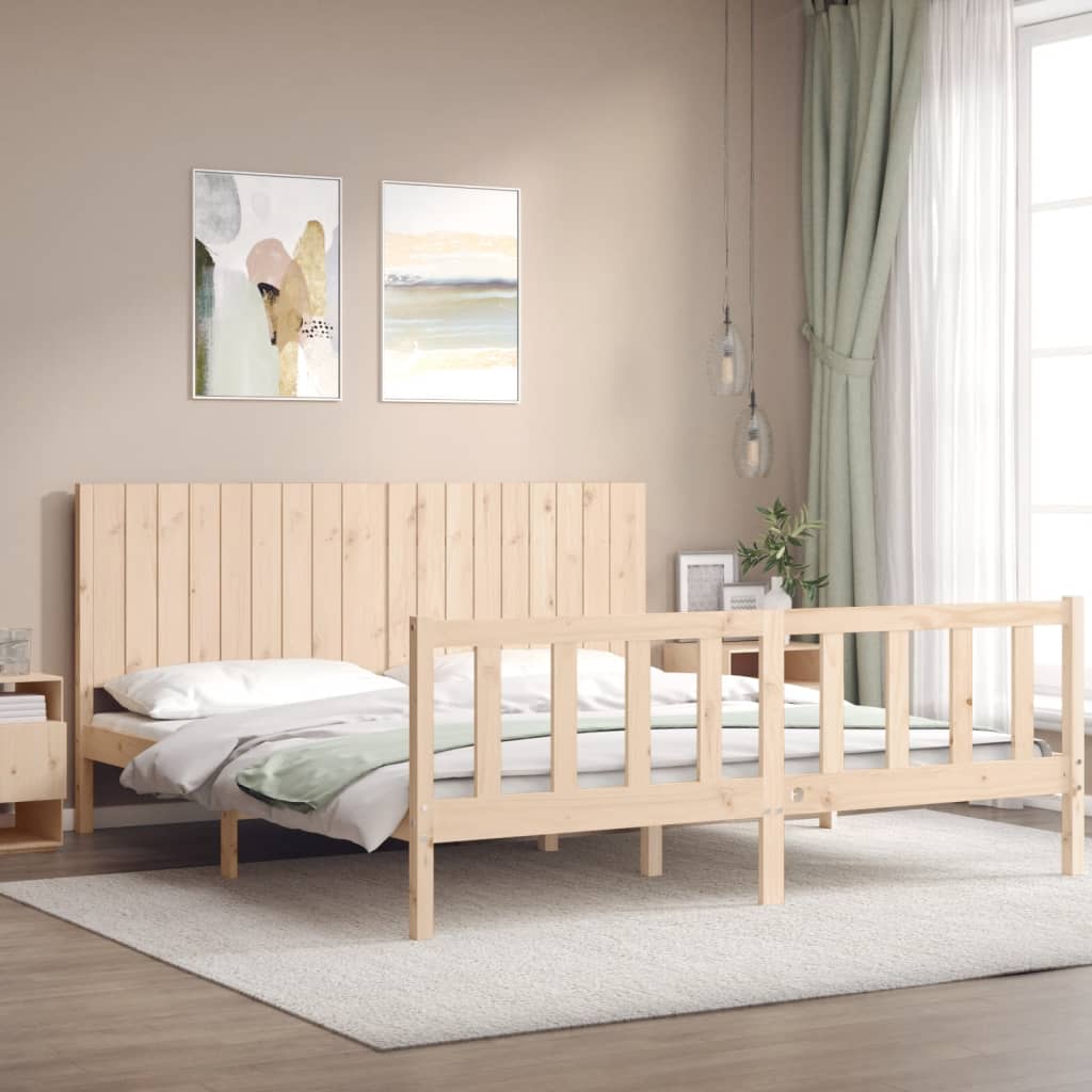 Bed Frame Without Mattress 183X203 Cm King Solid Wood Pine