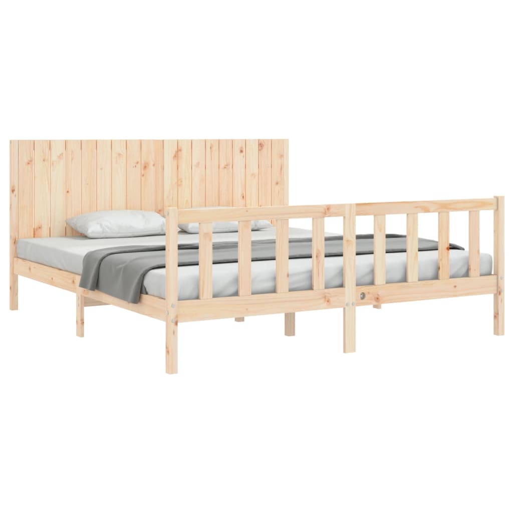Bed Frame Without Mattress 183X203 Cm King Solid Wood Pine