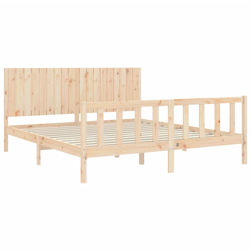 Bed Frame Without Mattress 183X203 Cm King Solid Wood Pine