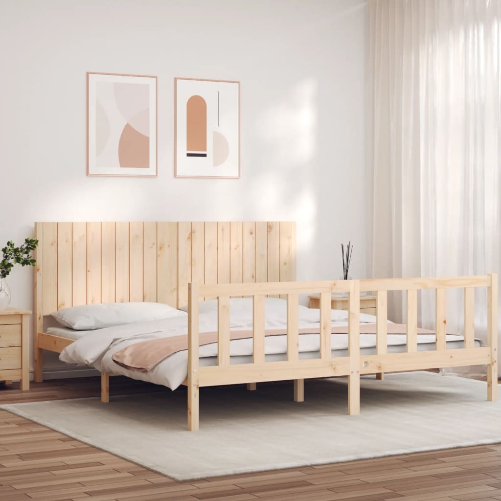 Bed Frame Without Mattress 183X203 Cm King Solid Wood Pine