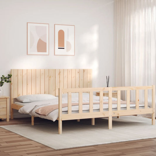 Bed Frame Without Mattress 183X203 Cm King Solid Wood Pine