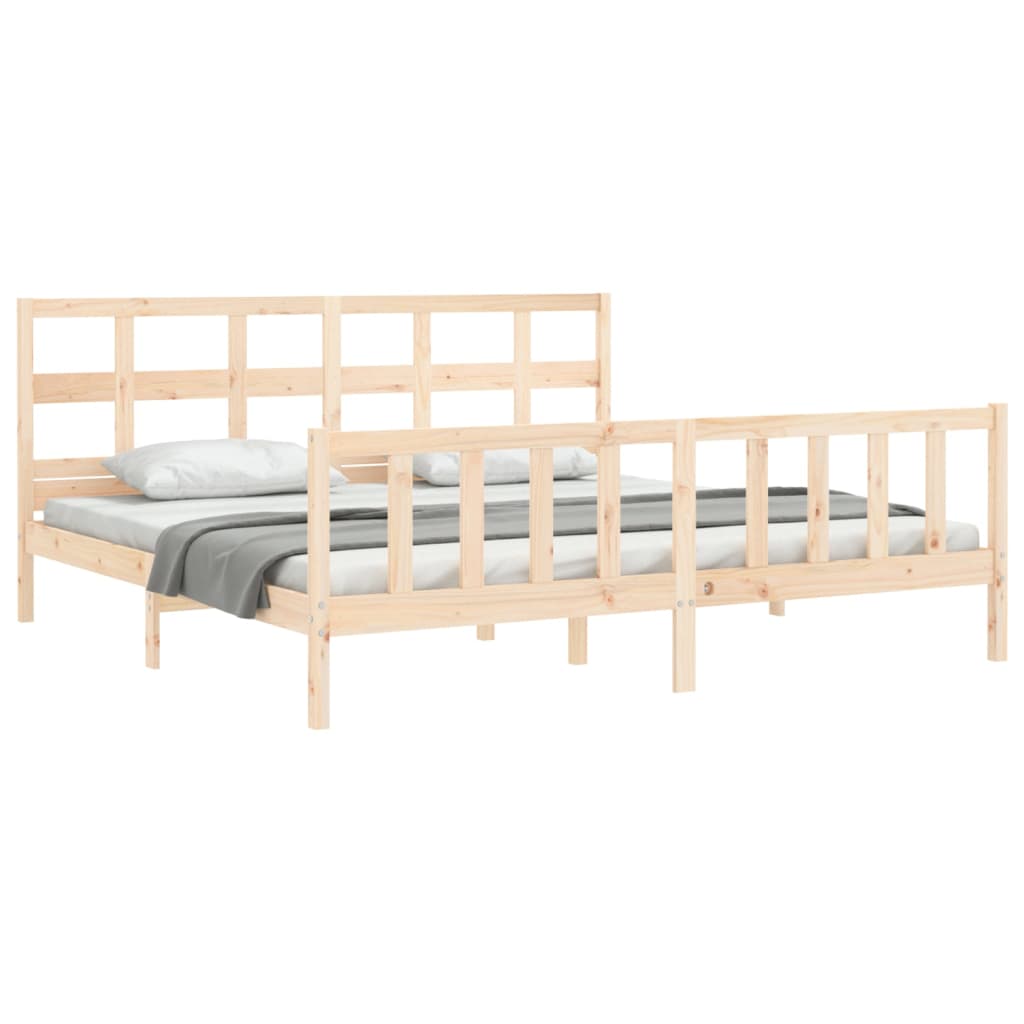 Bed Frame Without Mattress 183X203 Cm King Solid Wood Pine