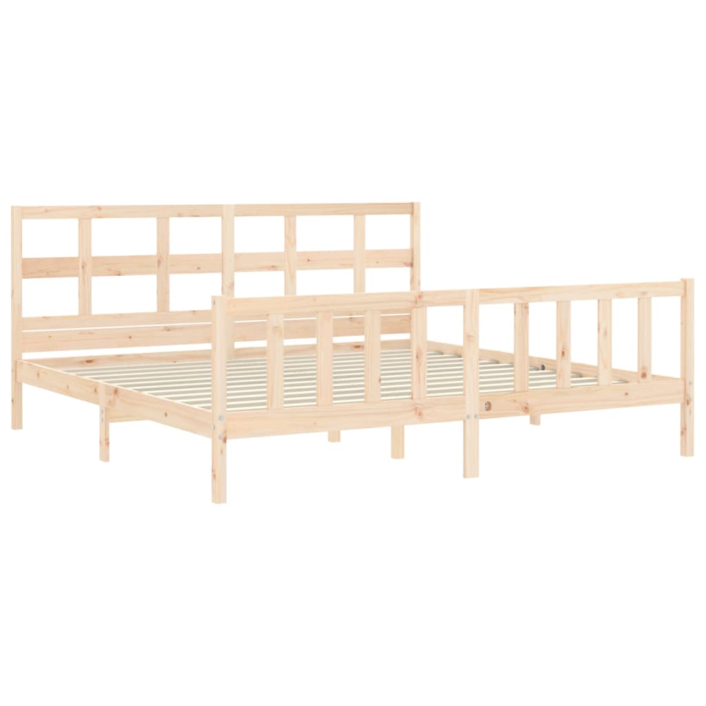 Bed Frame Without Mattress 183X203 Cm King Solid Wood Pine