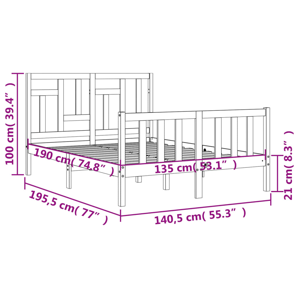 Bed Frame Without Mattress Solid Wood Pine