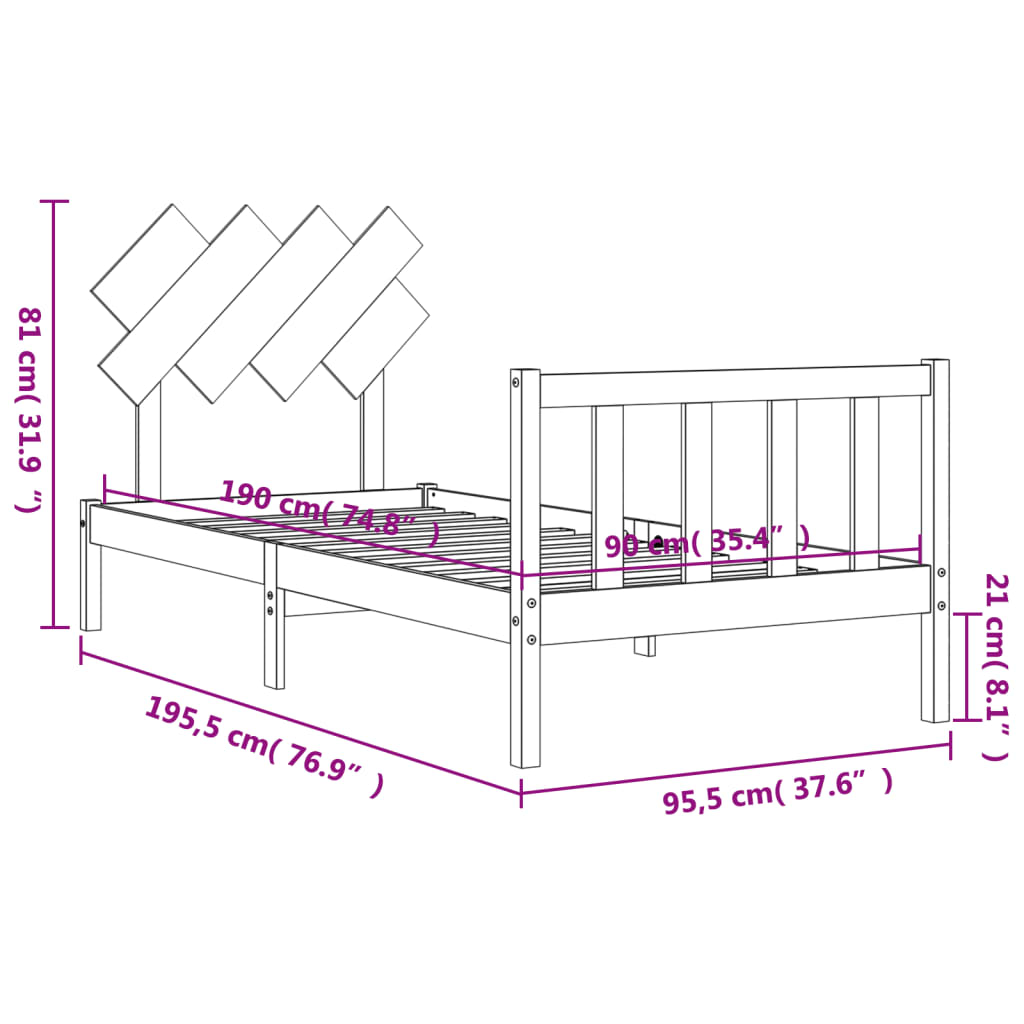 Bed Frame Without Mattress Solid Wood Pine
