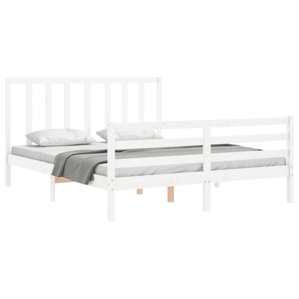 Bed Frame Without Mattress White 150X200 Cm Solid Wood Pine