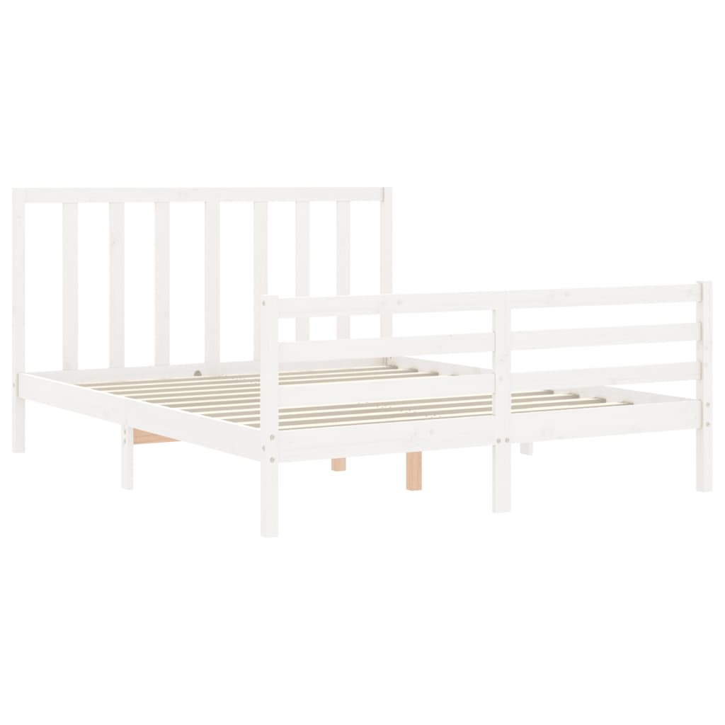 Bed Frame Without Mattress White 150X200 Cm Solid Wood Pine