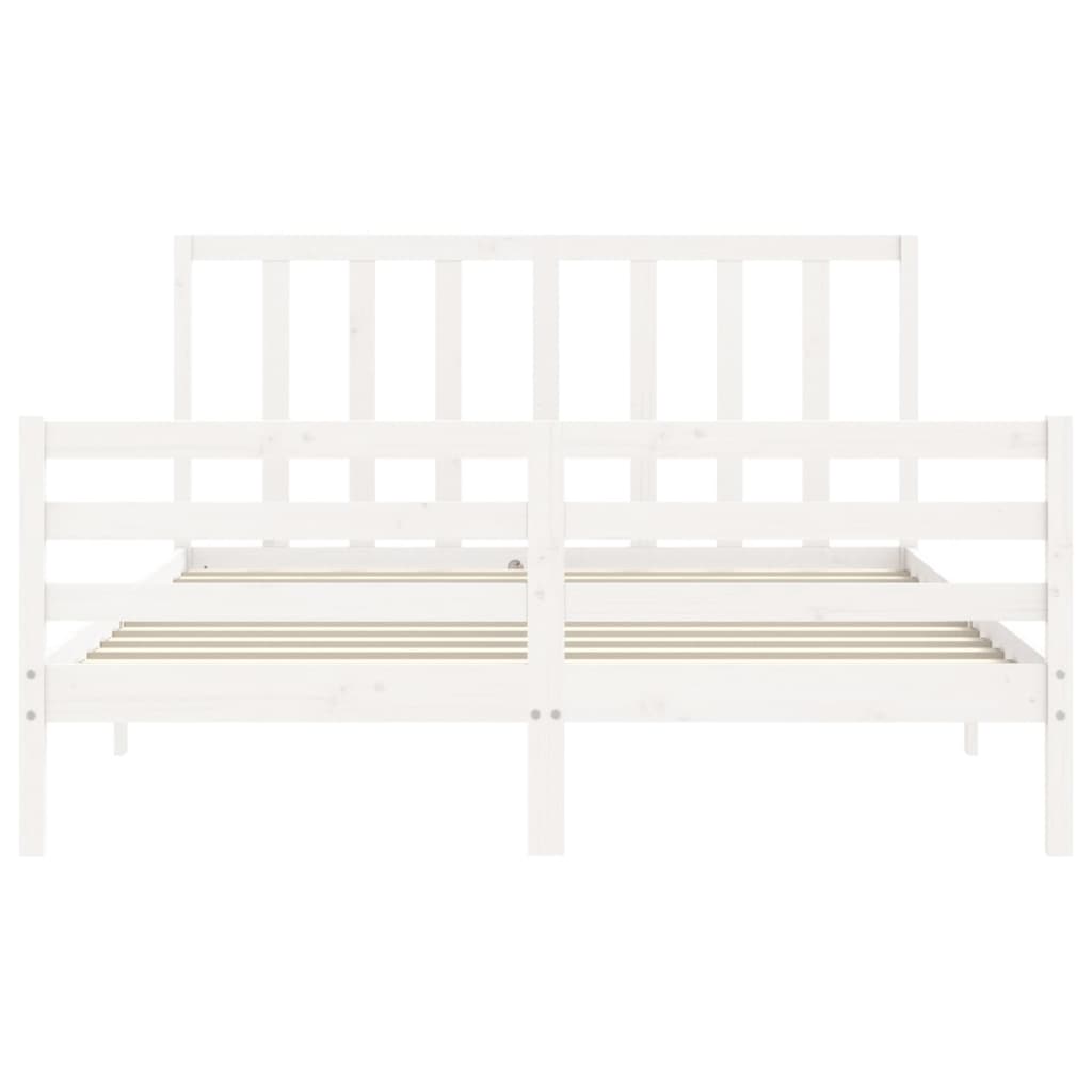 Bed Frame Without Mattress White 150X200 Cm Solid Wood Pine