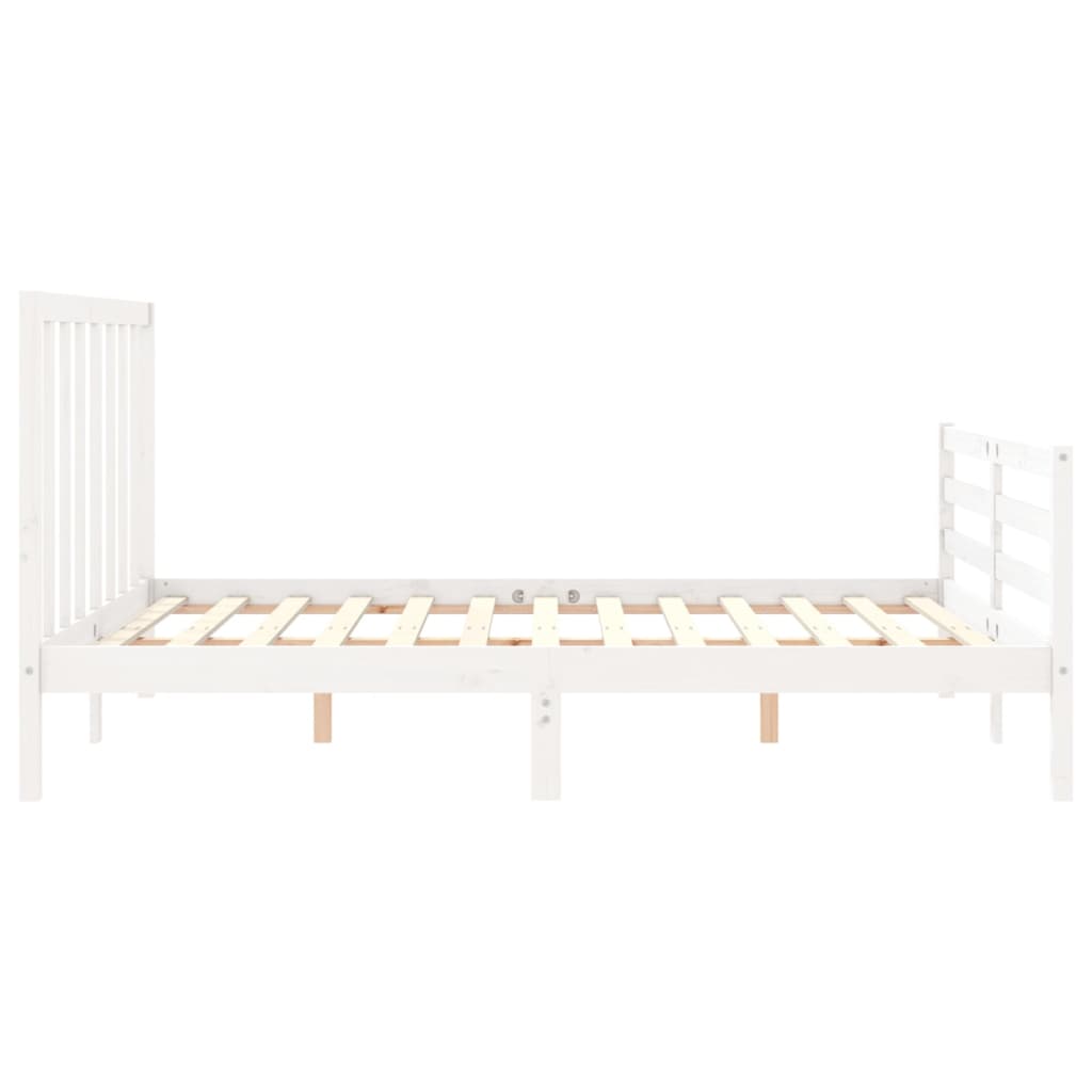 Bed Frame Without Mattress White 150X200 Cm Solid Wood Pine