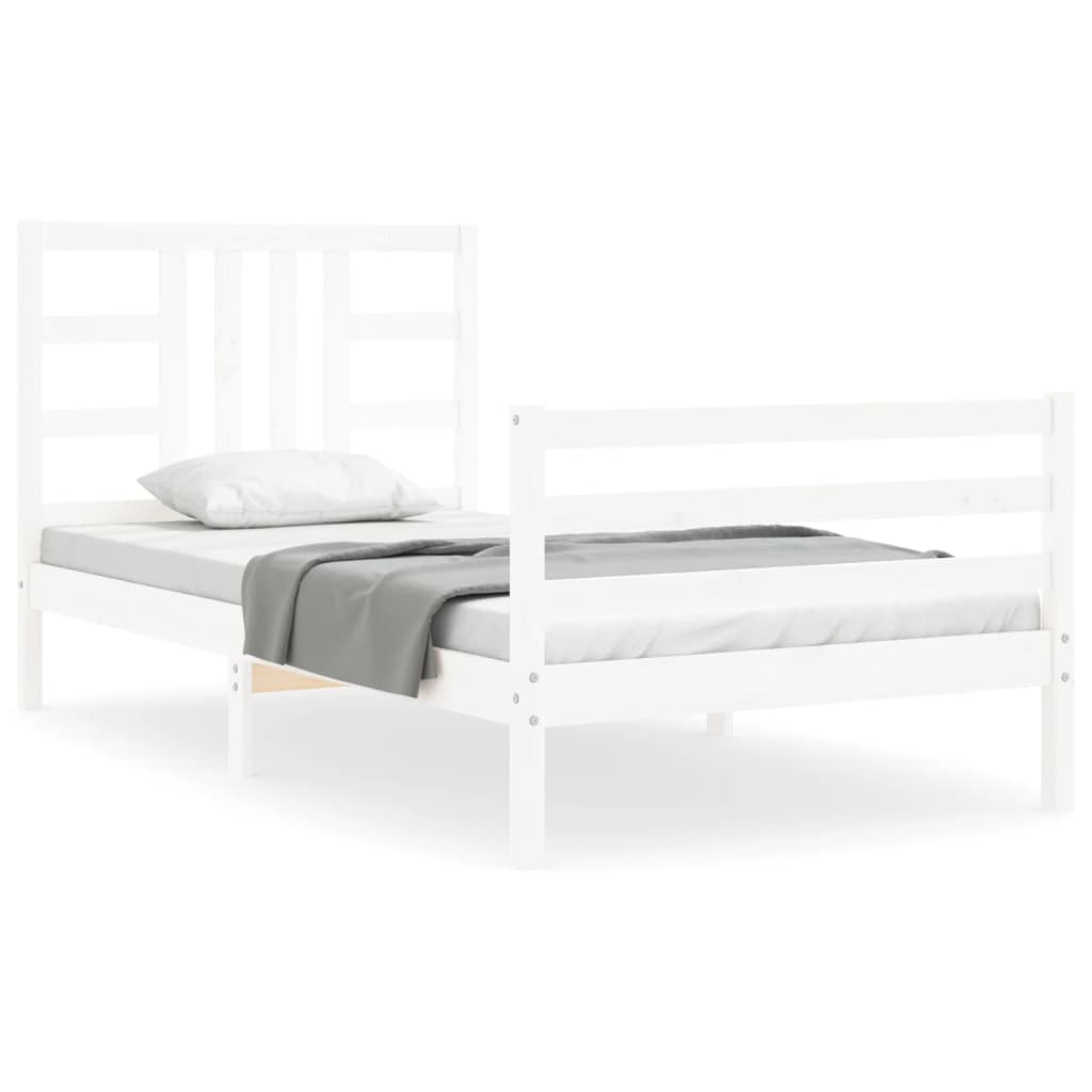 Bed Frame Without Mattress White 90X190 Cm Solid Wood Pine