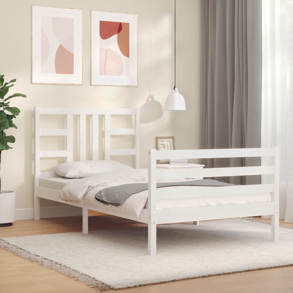 Bed Frame Without Mattress White 90X190 Cm Solid Wood Pine