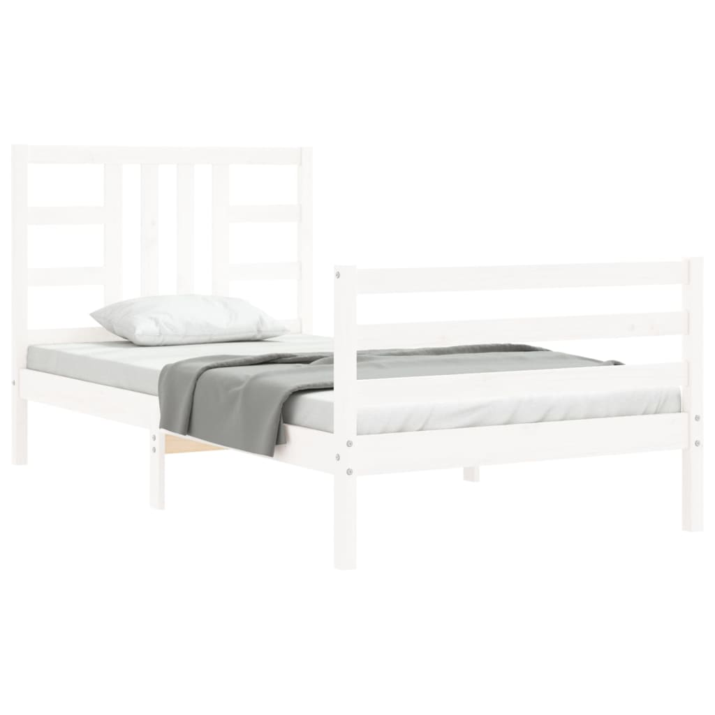 Bed Frame Without Mattress White 90X190 Cm Solid Wood Pine
