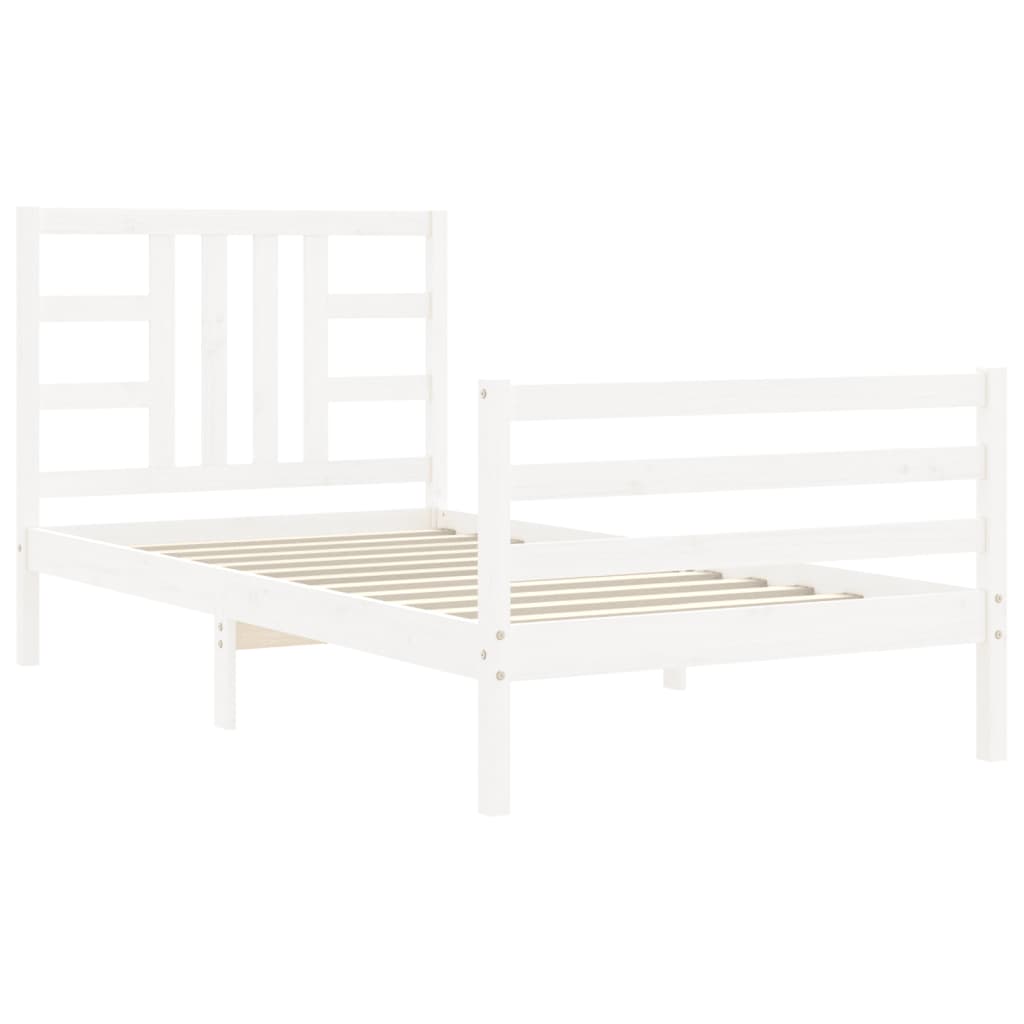 Bed Frame Without Mattress White 90X190 Cm Solid Wood Pine