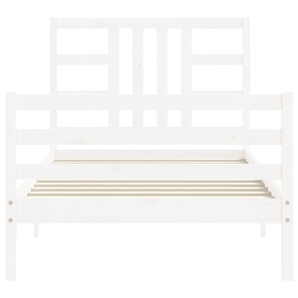 Bed Frame Without Mattress White 90X190 Cm Solid Wood Pine
