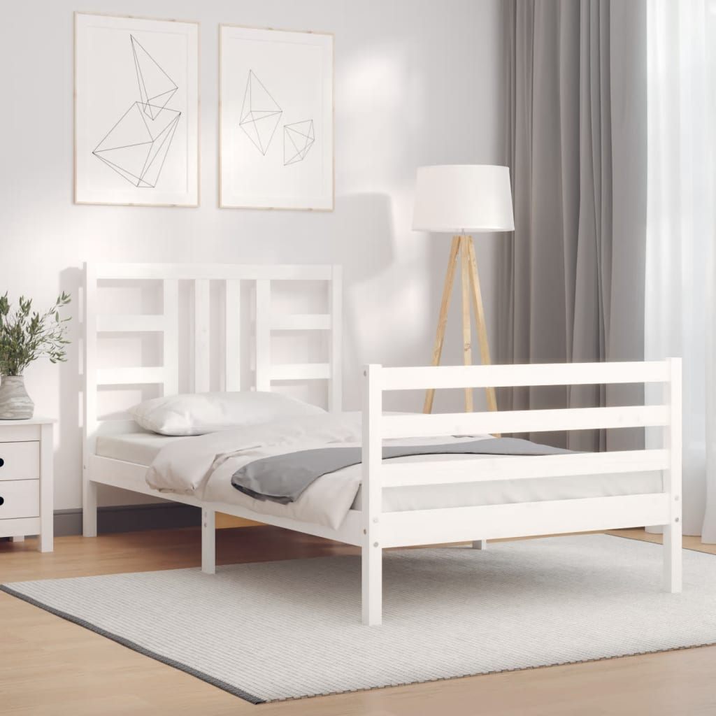 Bed Frame Without Mattress White 90X190 Cm Solid Wood Pine