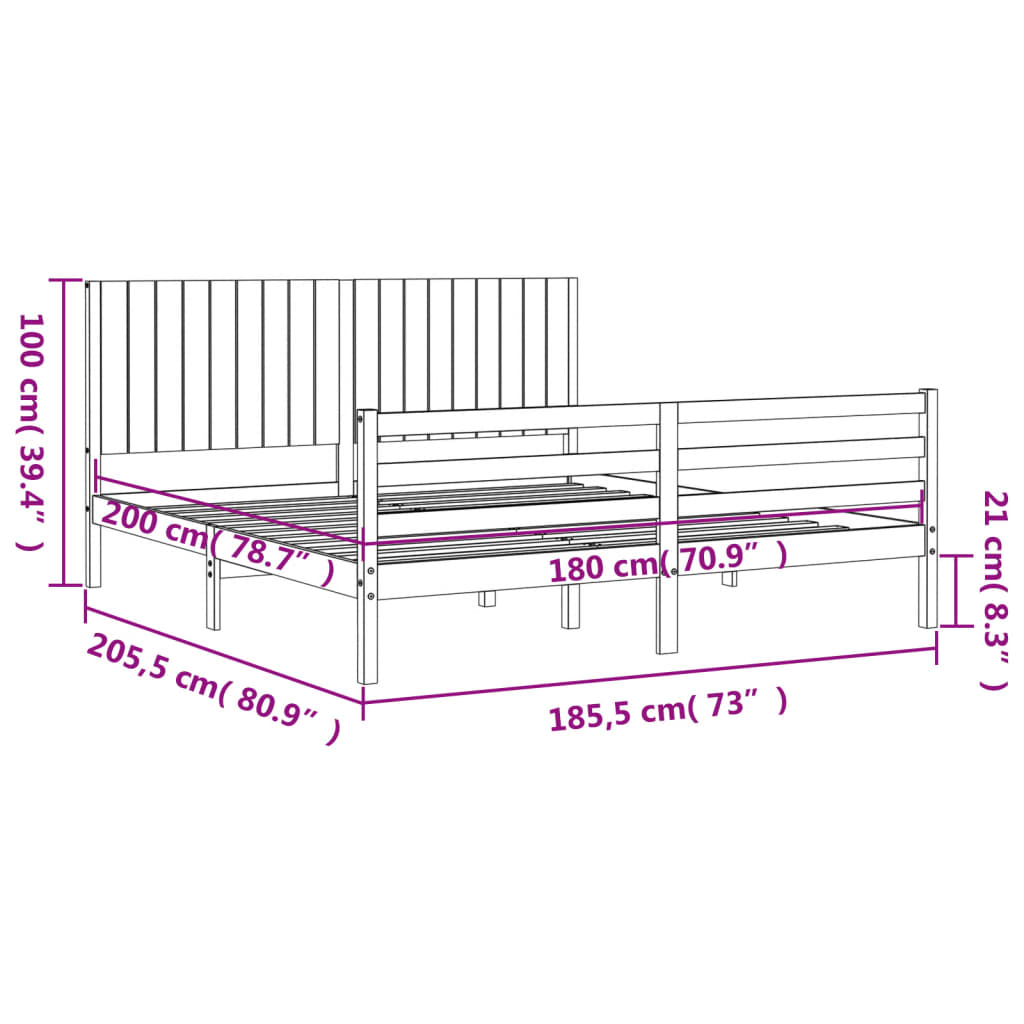 Bed Frame Without Mattress 183X203 Cm King Solid Wood