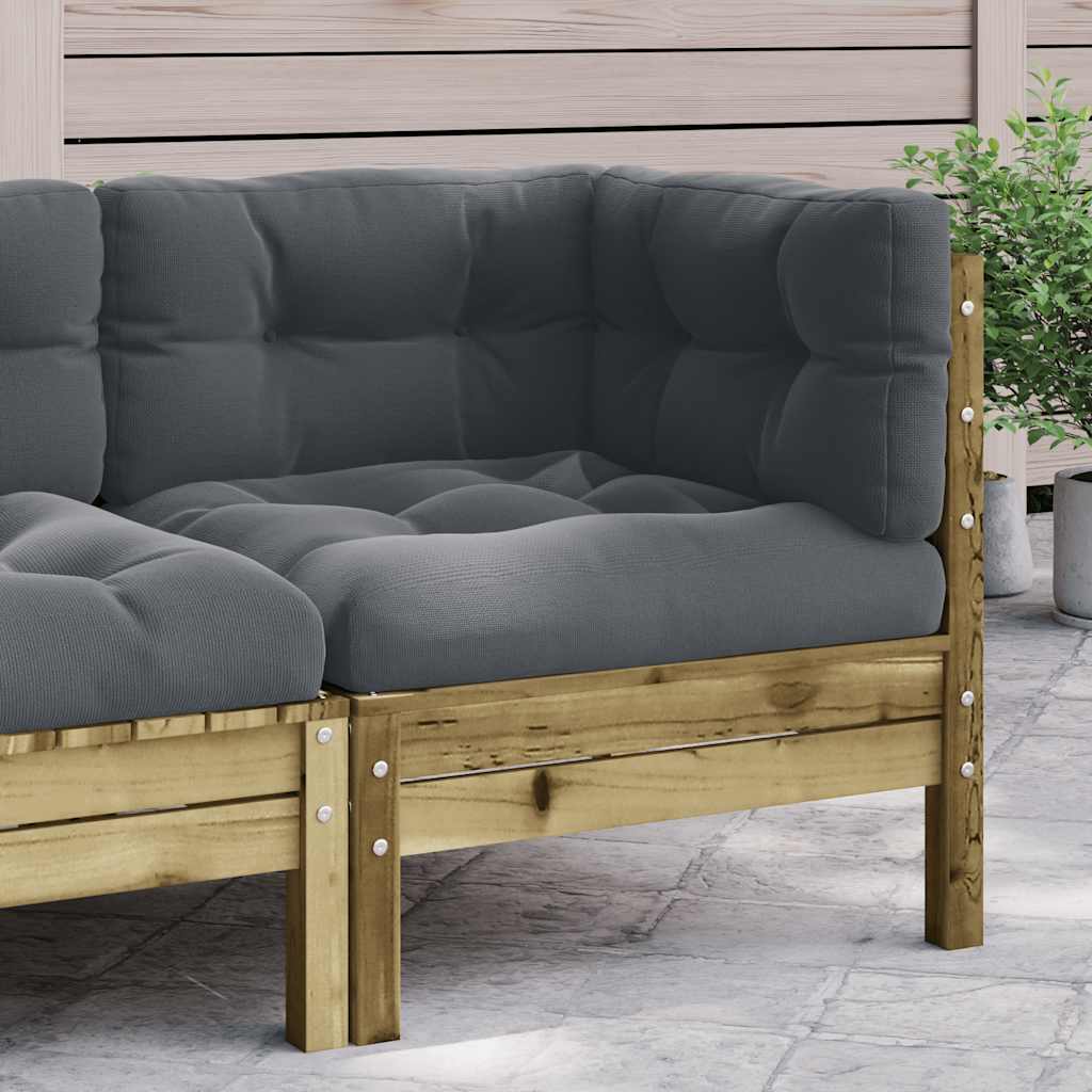 3 Piece Garden Lounge Set With Cream Cushions Solid Pinewood