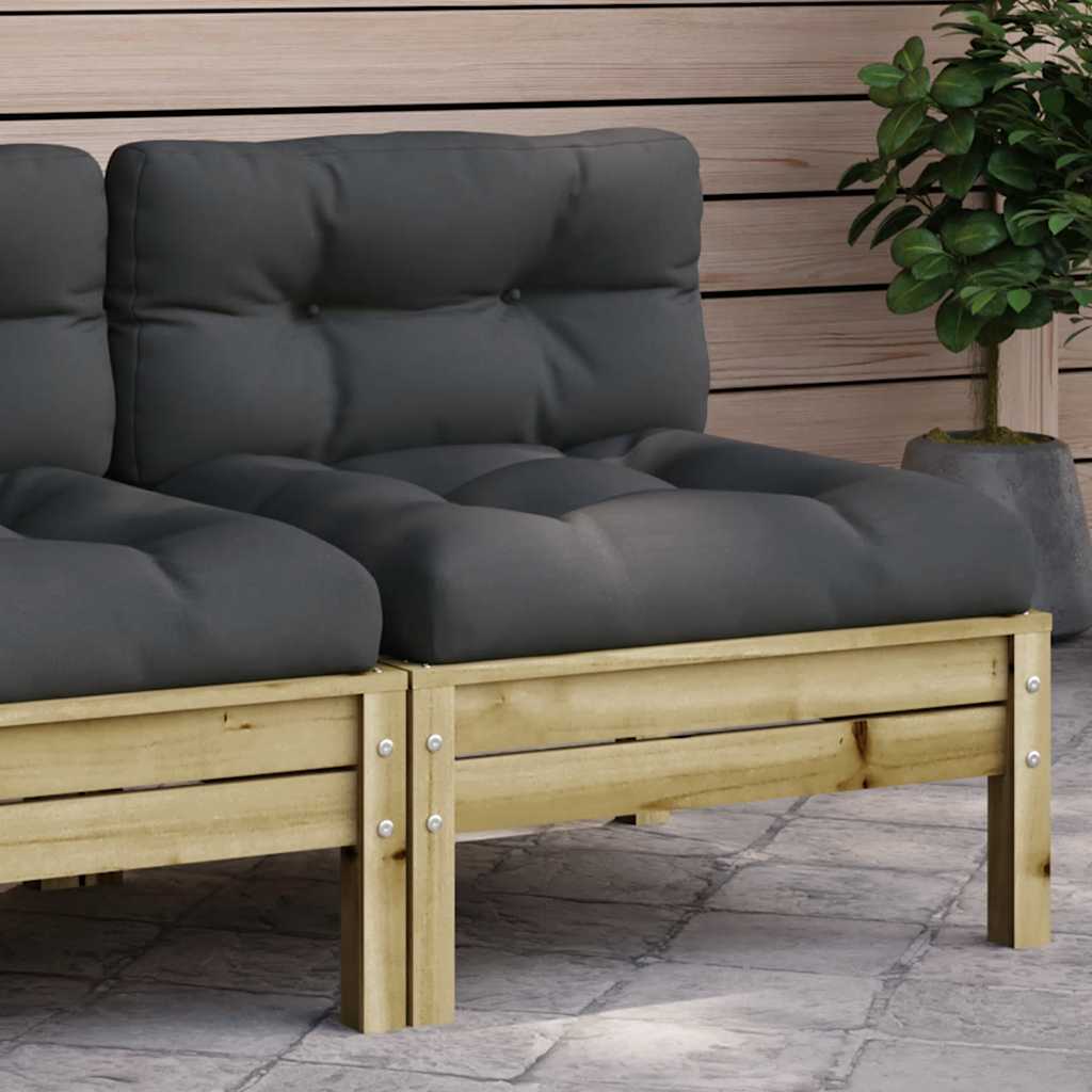 3 Piece Garden Lounge Set With Cream Cushions Solid Pinewood