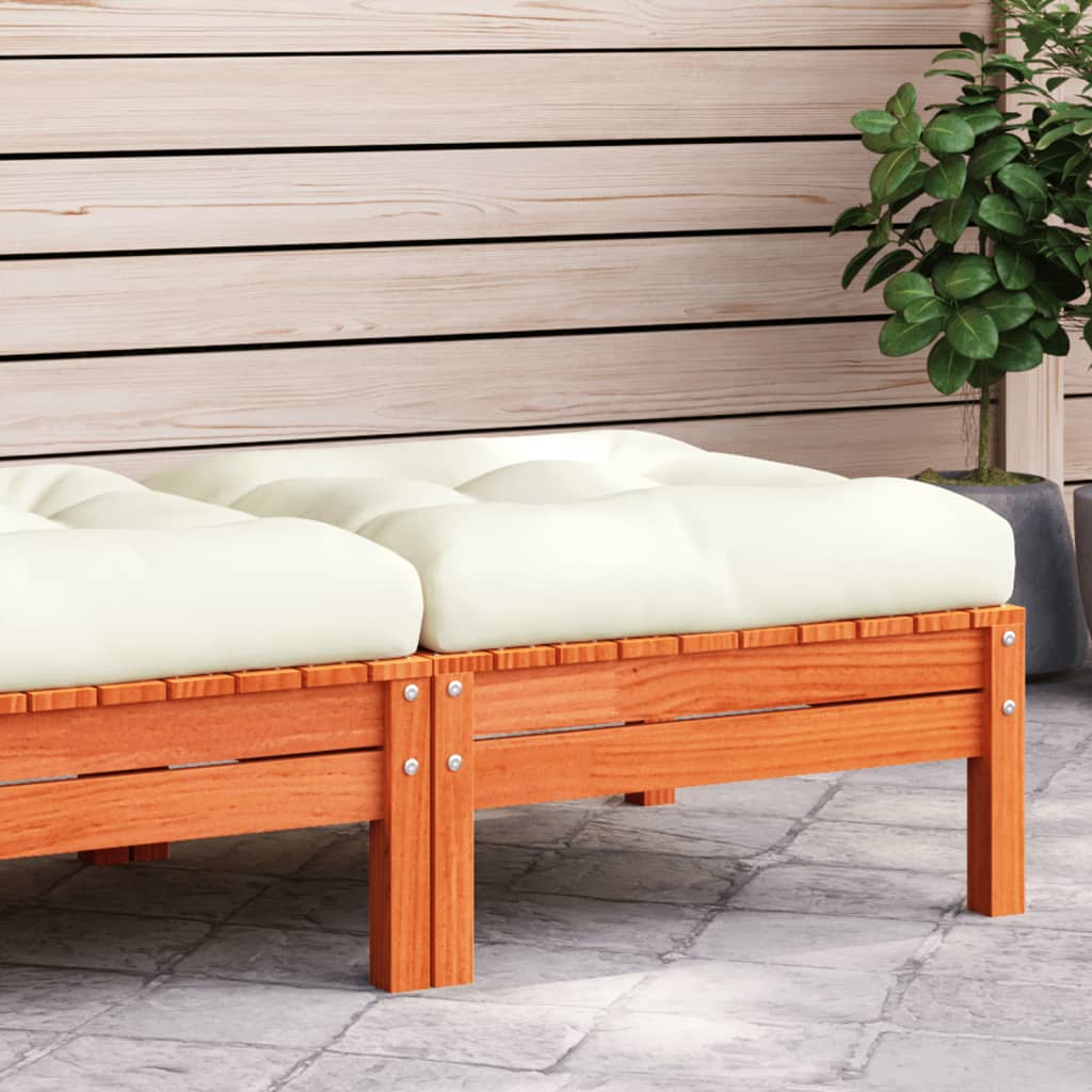 3 Piece Garden Lounge Set With Cream Cushions Solid Pinewood