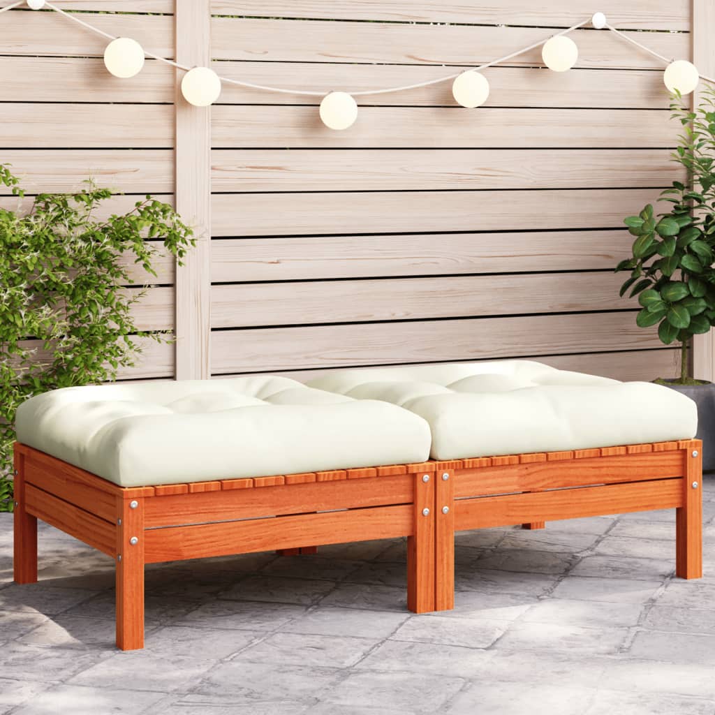 3 Piece Garden Lounge Set With Cream Cushions Solid Pinewood