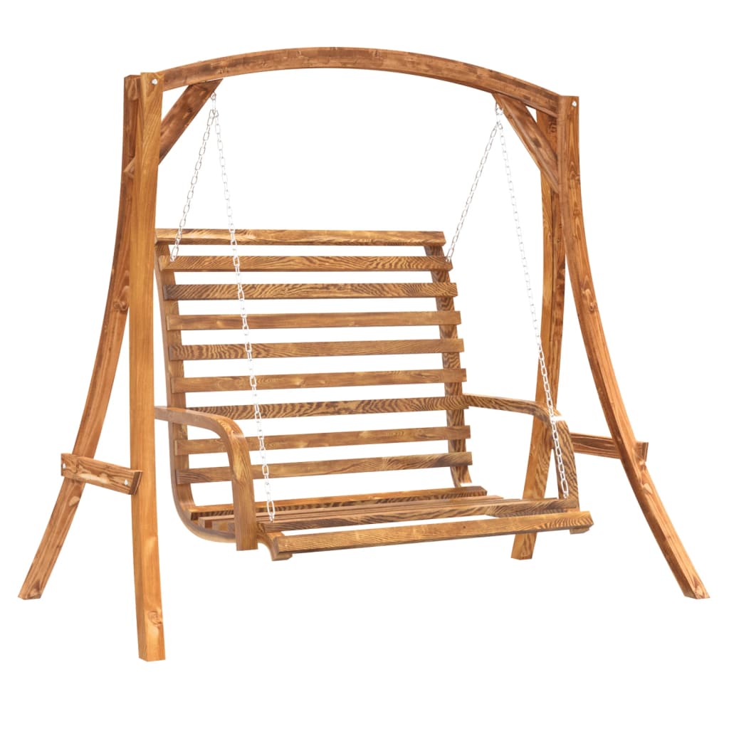 Swing Bench Solid Wood Spruce With Teak Finish