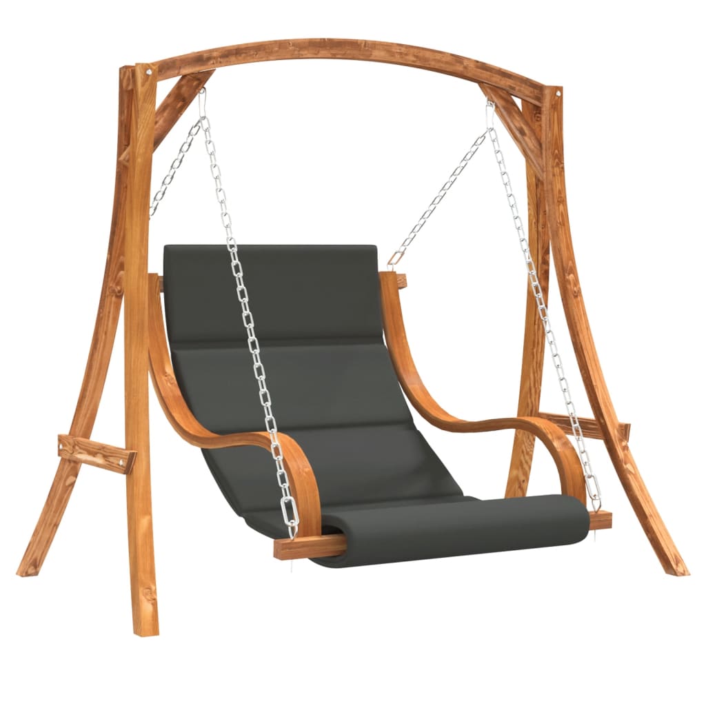 Swing Chair With Cushion Solid Wood Spruce With Teak Finish