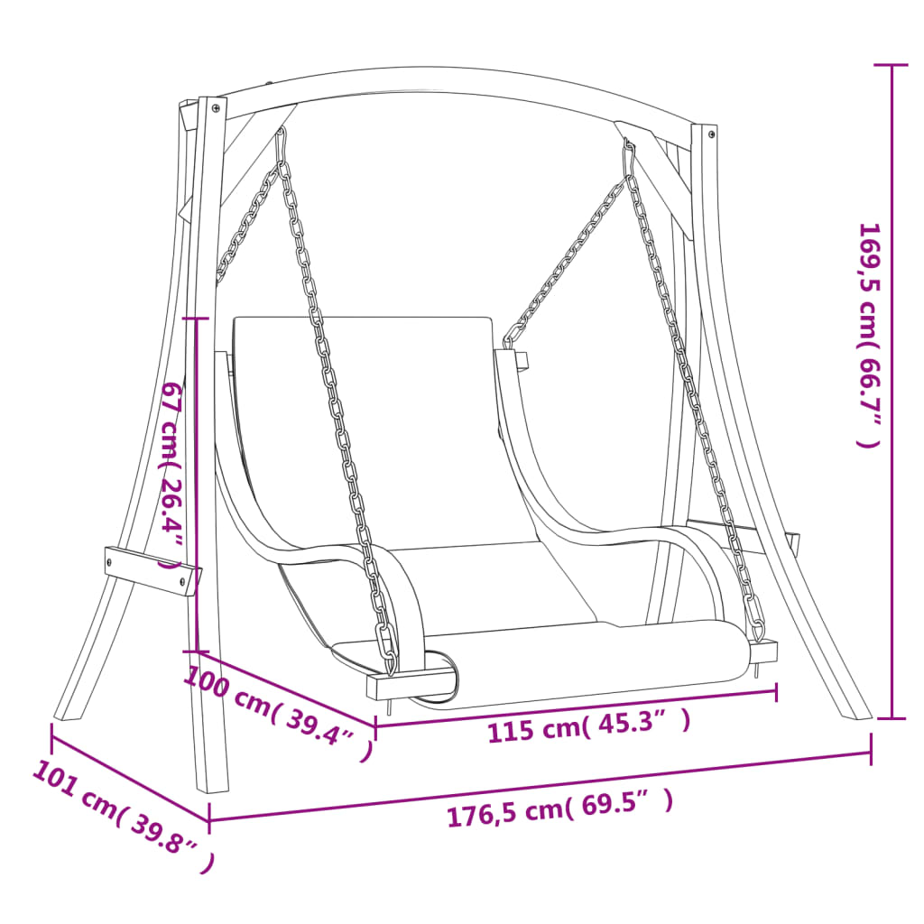 Swing Chair With Cushion Solid Wood Spruce With Teak Finish