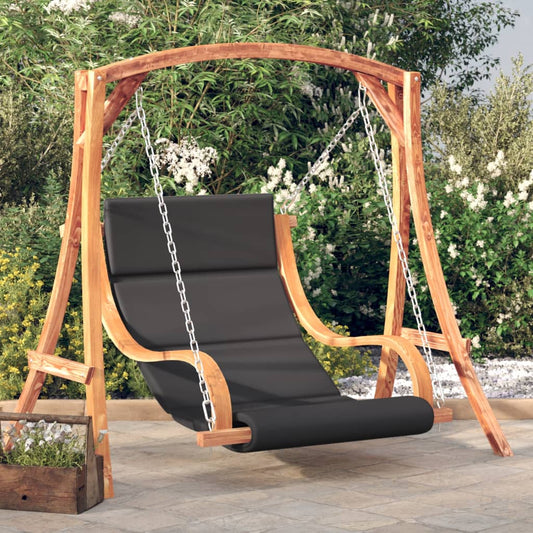 Swing Chair With Cushion Solid Wood Spruce With Teak Finish