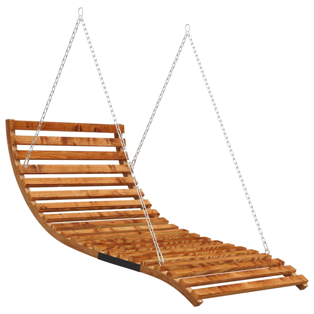 Swing Bed With Canopy Solid Wood Spruce With Teak Finish