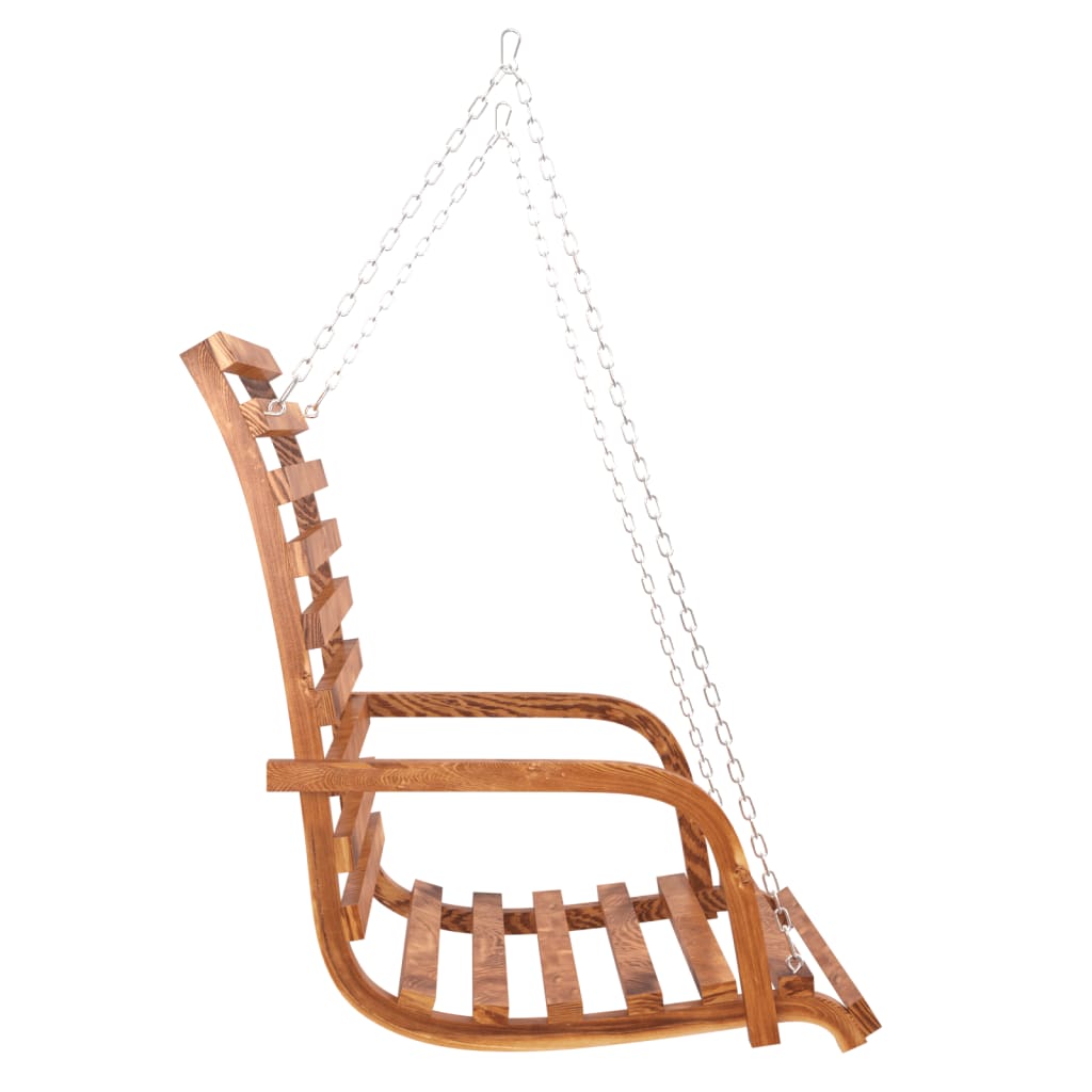 Swing Bench With Canopy Solid Wood Spruce With Teak Finish
