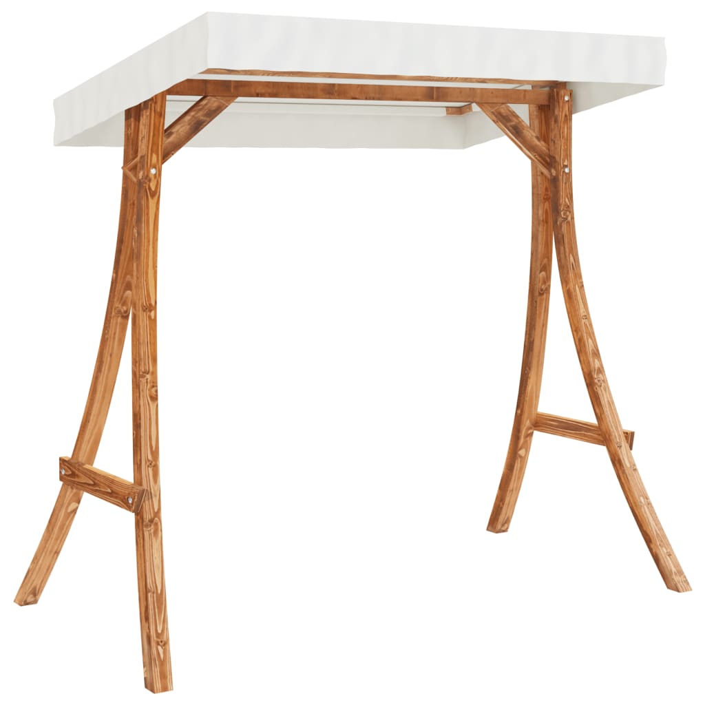 Swing Bed With Canopy Solid Wood Spruce With Teak Finish