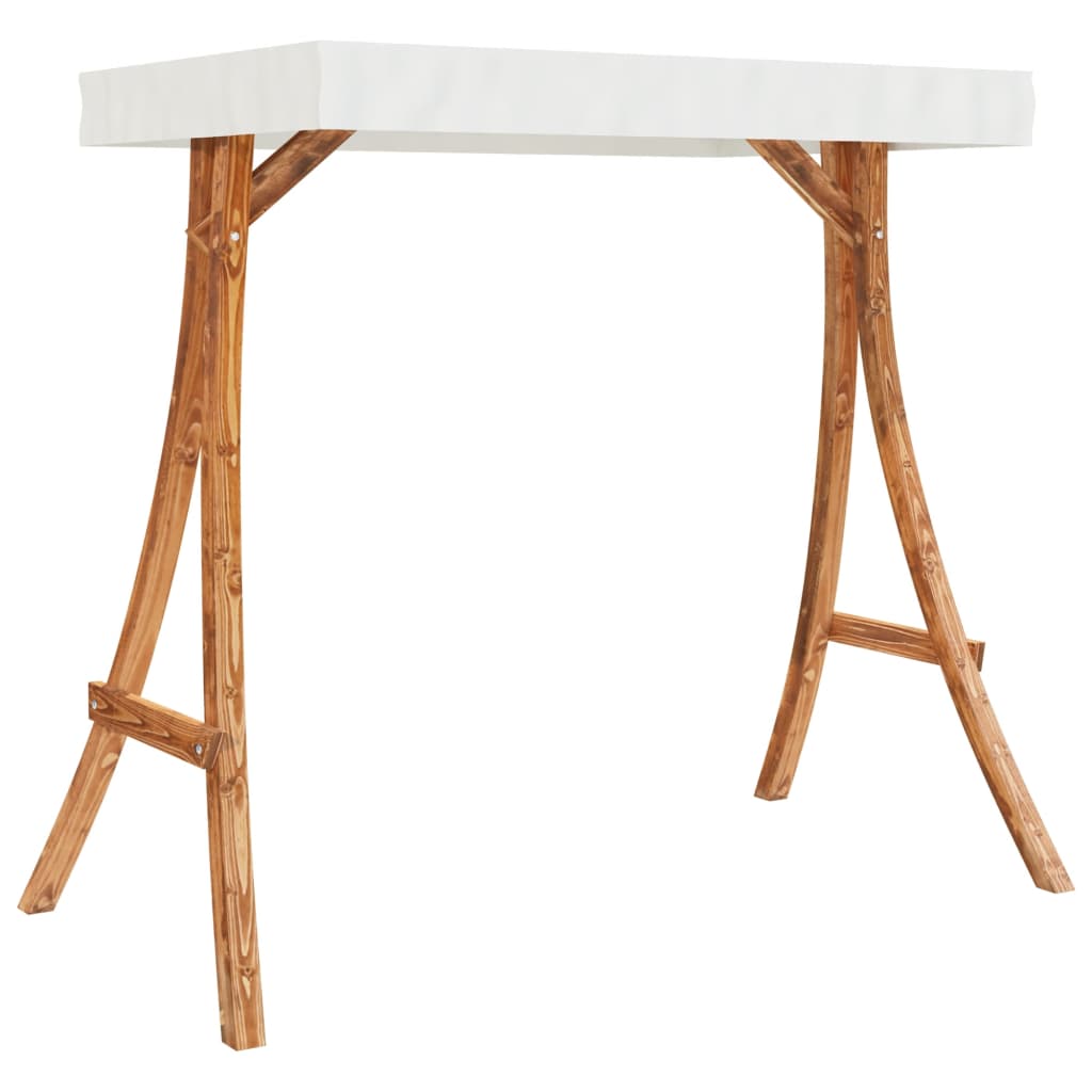 Swing Bed With Canopy Solid Wood Spruce With Teak Finish