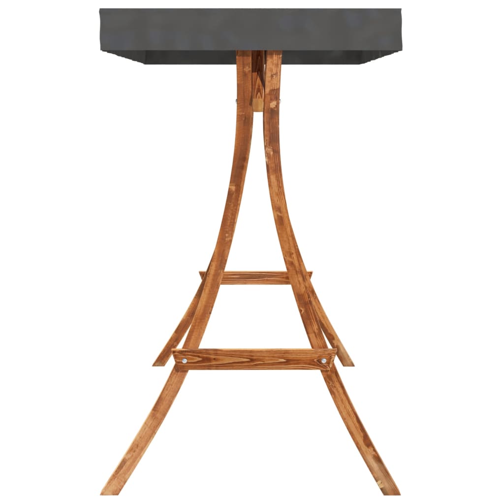 Swing Bench With Canopy Solid Wood Spruce With Teak Finish