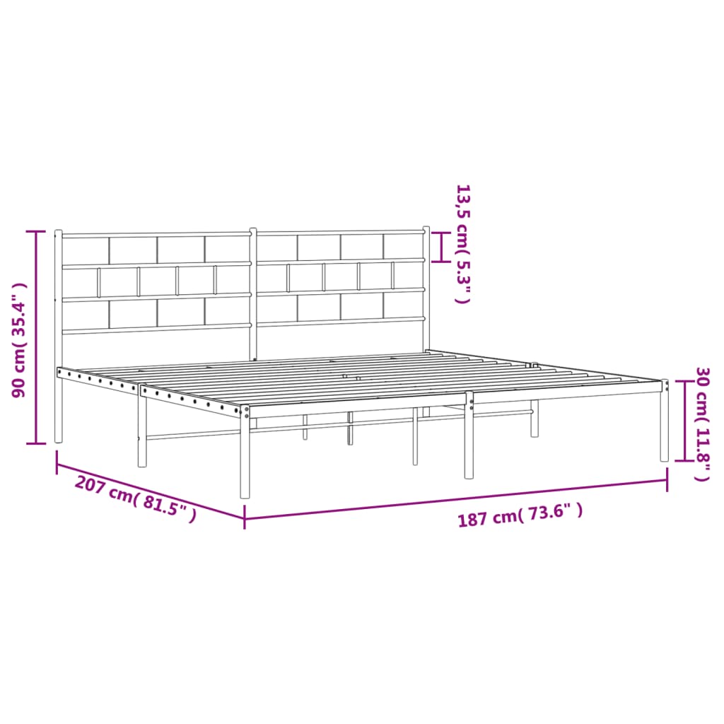 Metal Bed Frame Without Mattress 183X203 Cm King