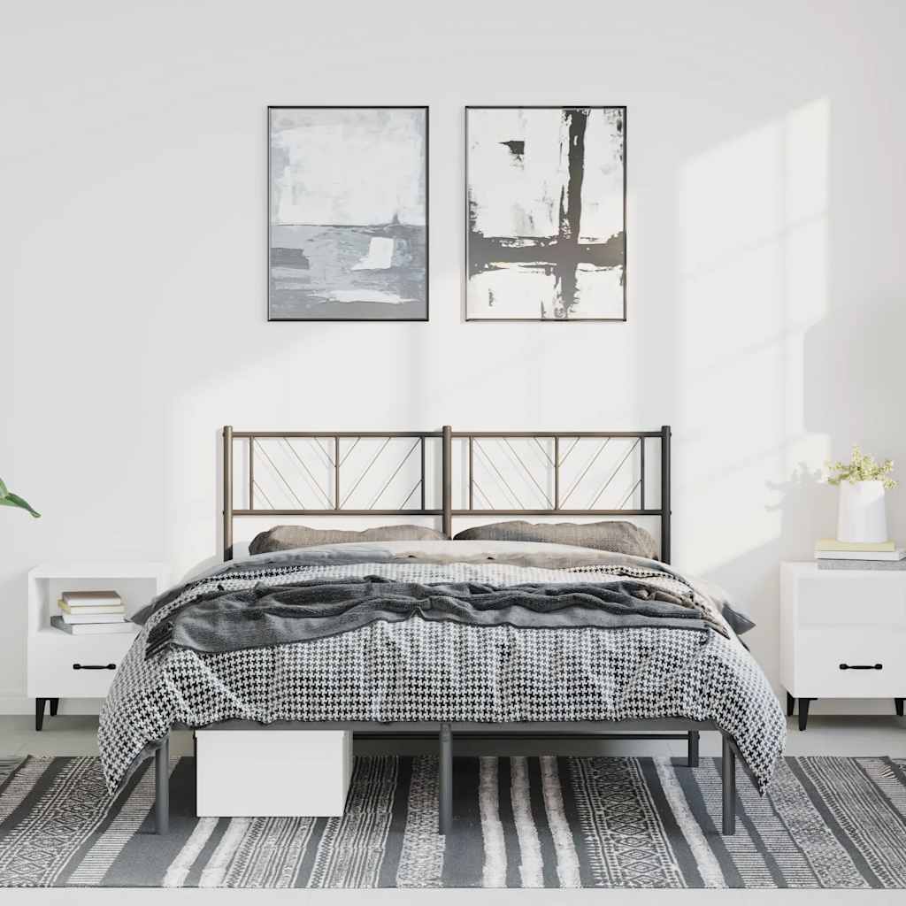 Metal Bed Frame Without Mattress With Footboard 183X203 Cm King
