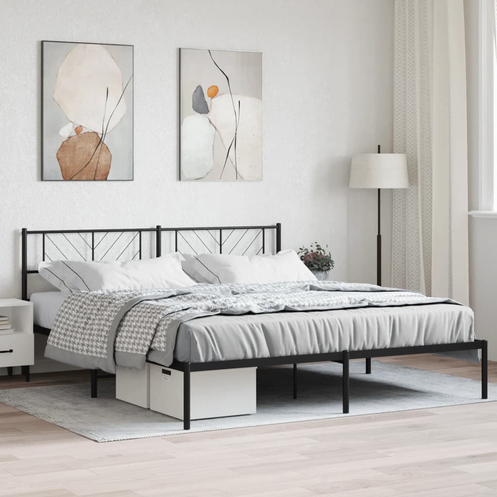 Metal Bed Frame Without Mattress With Footboard 183X203 Cm King