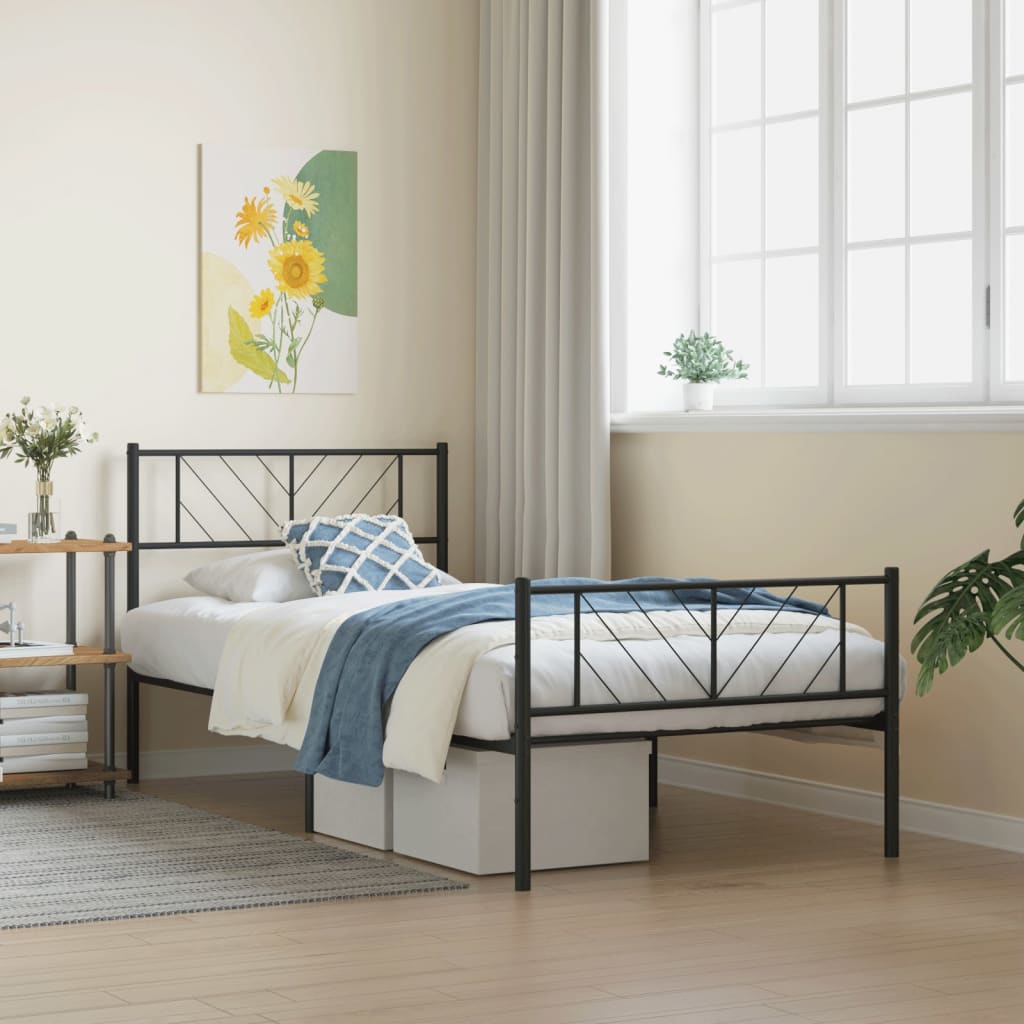 Metal Bed Frame Without Mattress With Footboard 183X203 Cm King