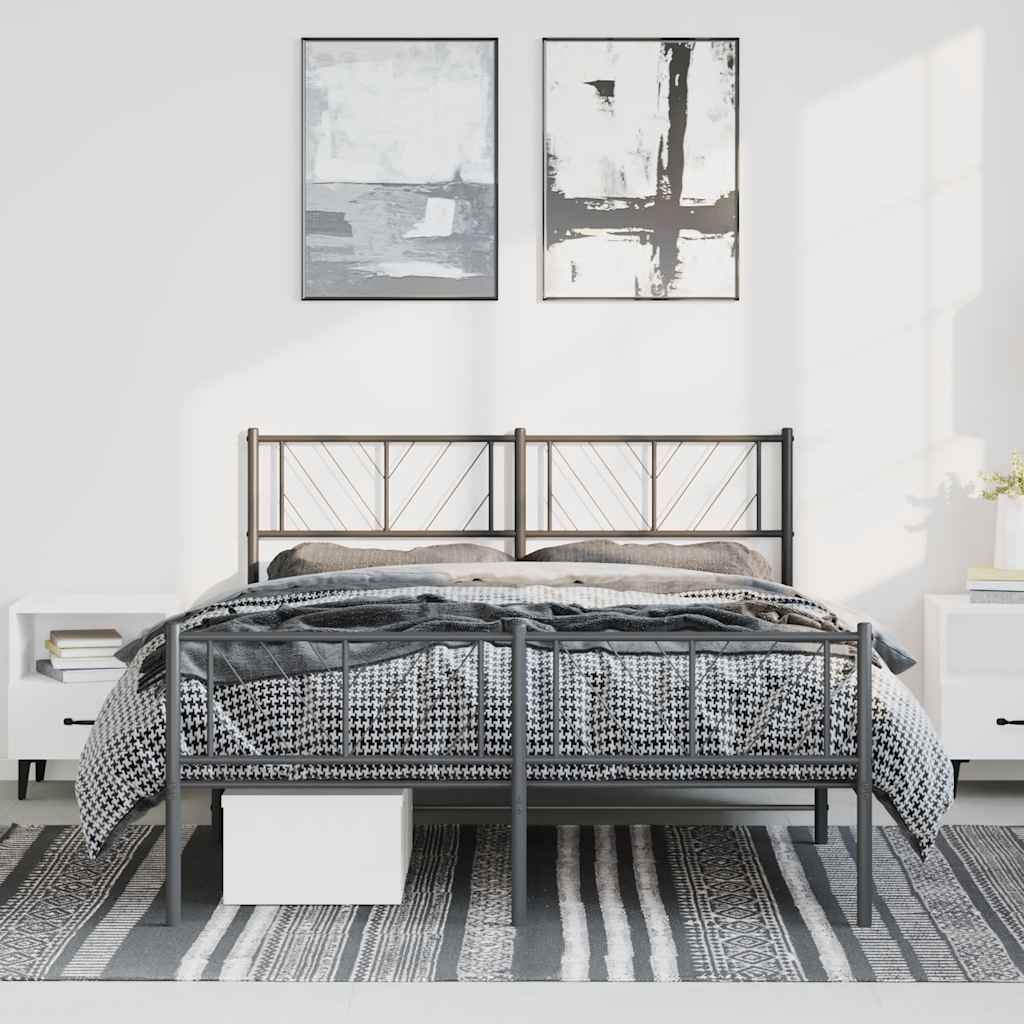 Metal Bed Frame Without Mattress With Footboard 183X203 Cm King