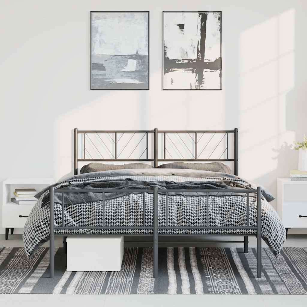 Metal Bed Frame Without Mattress With Footboard 183X203 Cm King