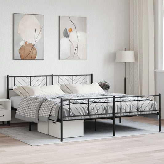 Metal Bed Frame Without Mattress With Footboard 183X203 Cm King