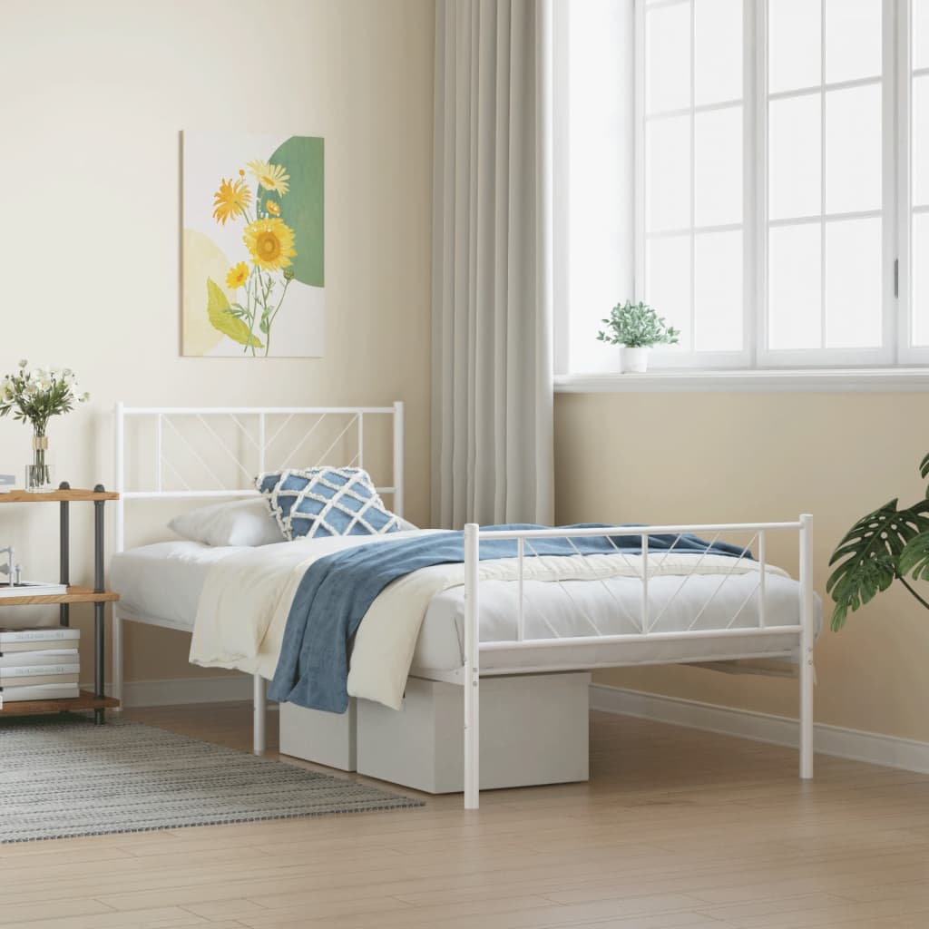 Metal Bed Frame Without Mattress With Footboard 183X203 Cm King