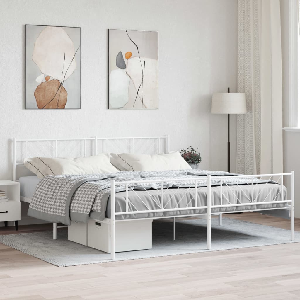 Metal Bed Frame Without Mattress With Footboard 183X203 Cm King