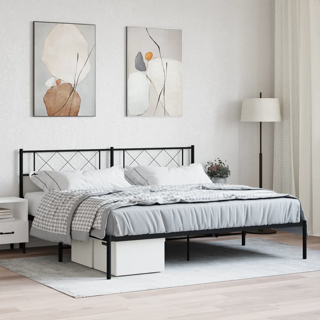 Metal Bed Frame Without Mattress With Footboard